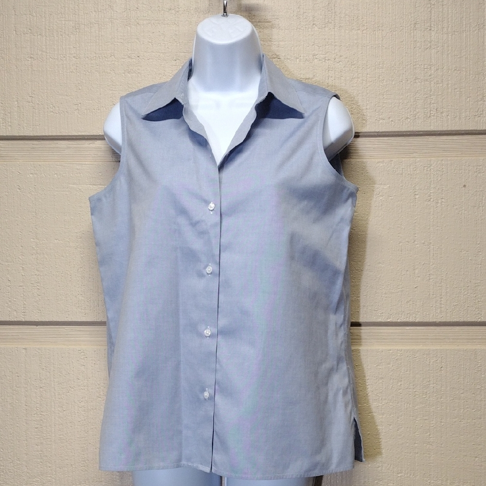 Talbots Sleeveless Blue Button-Up Top 6
